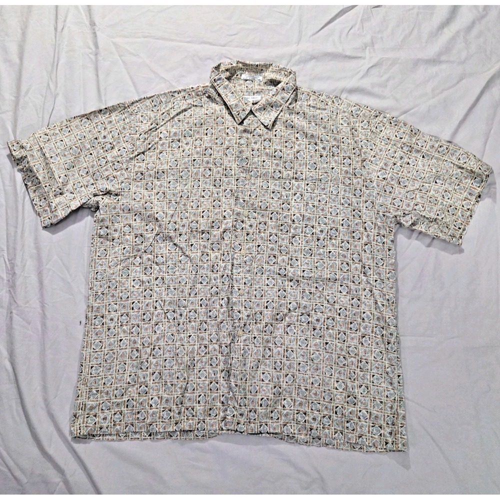 Burma Bibas Mens XXL Geometric 60 Singles Lawn 100% Cotton Camp Aztec Shirt